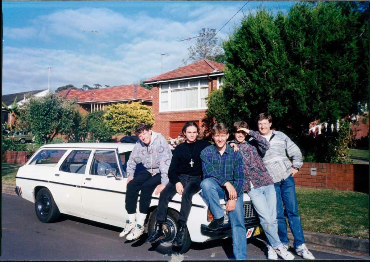 Scott Phillips and friends in front of an EH holden