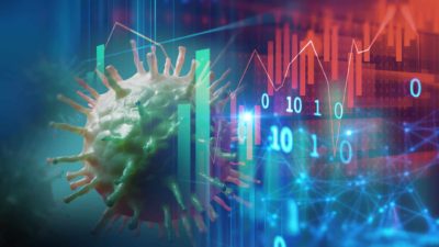 coronavirus positioned on stock market graph, asx shares