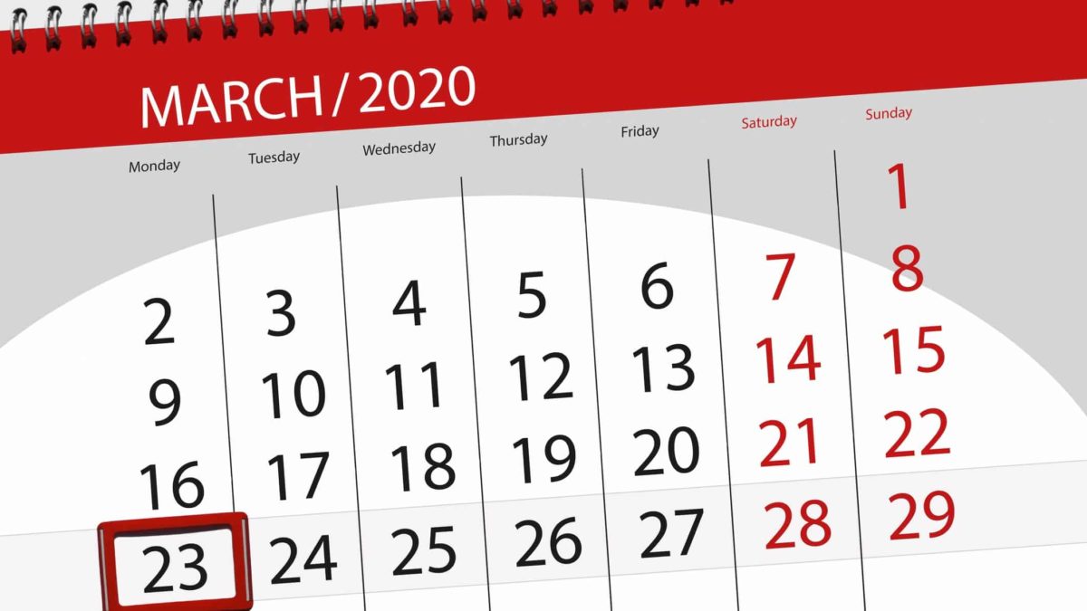 calendar with 23 March highlighted