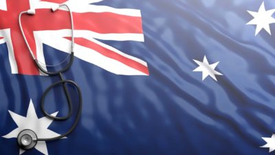 Australian flag with stethoscope on it