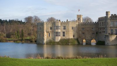 Castle surrounded by wide moat