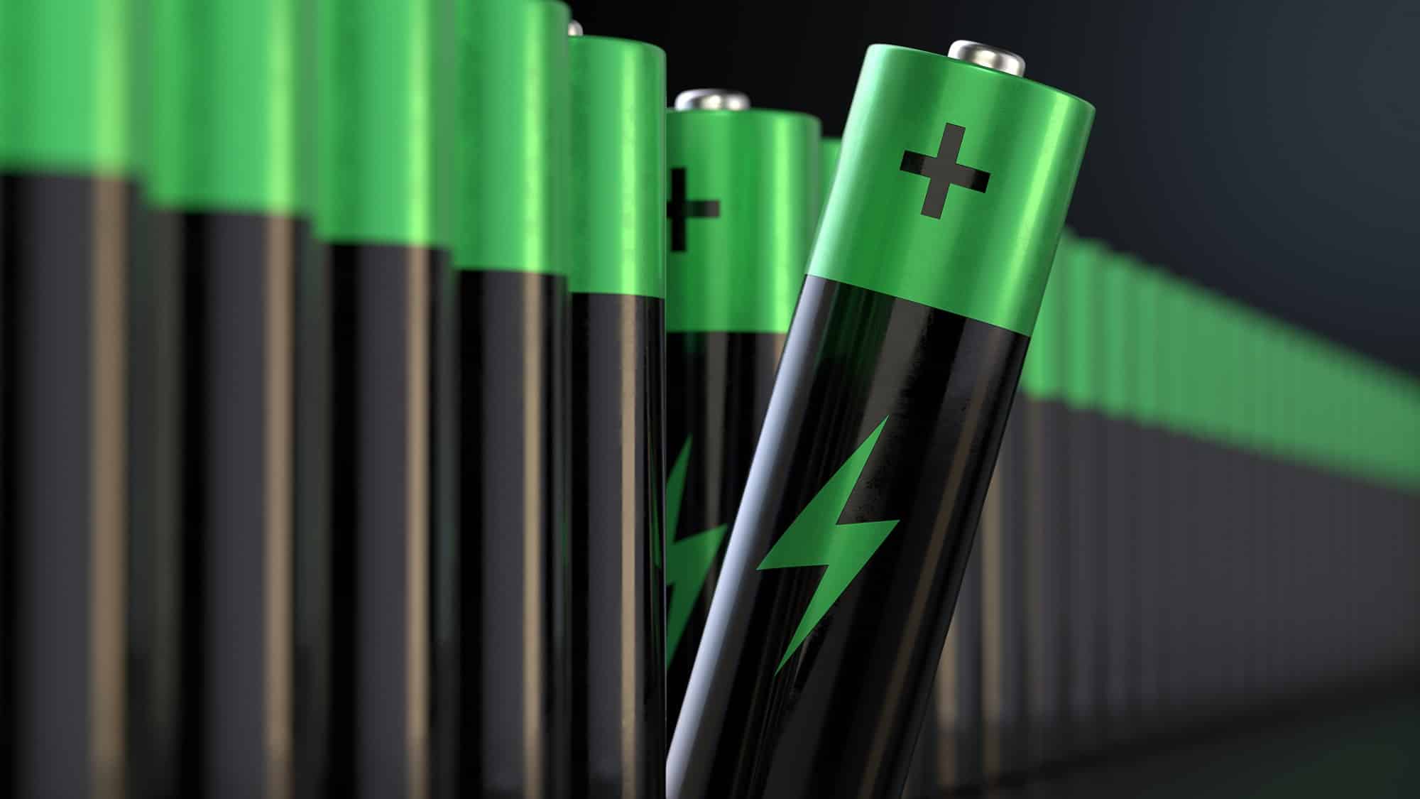 Row of lithium batteries