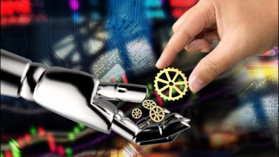 hand giving robot gears