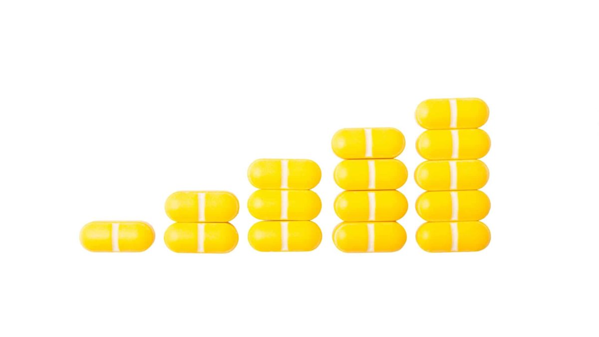 increasing bar graph created from medical tablets