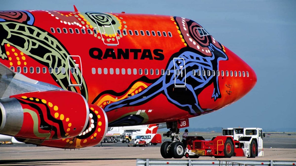 nose of Qantas plane WUNALA