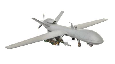 military drone with weapons representing electro optic share price