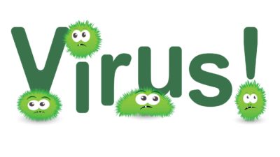 asx share price rise from COVID-19 represented by the word virus and little green germ characters
