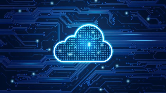 asx shares involved with cloud tech represented by illuminated cloud on circuit board