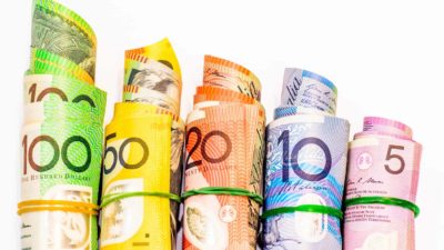Rolled up notes of Australia dollars from $5 to $100 notes