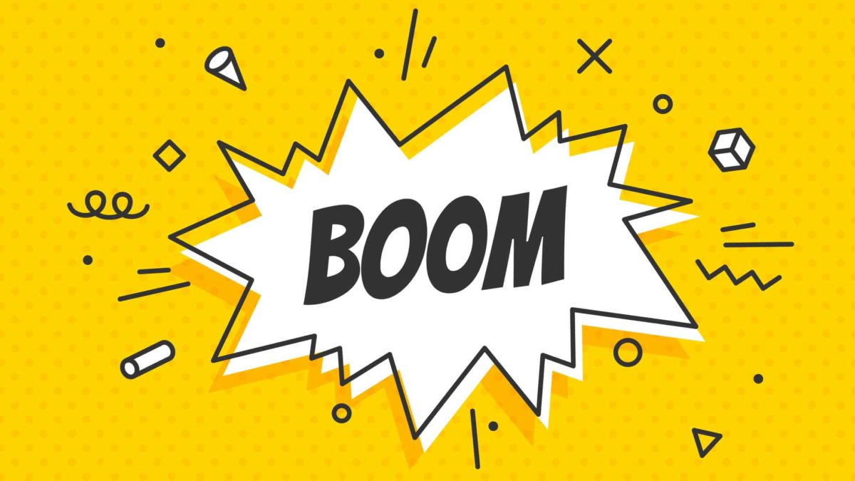 Capex business spending Surging ASX share price represented by the word BOOM written on bright yellow background