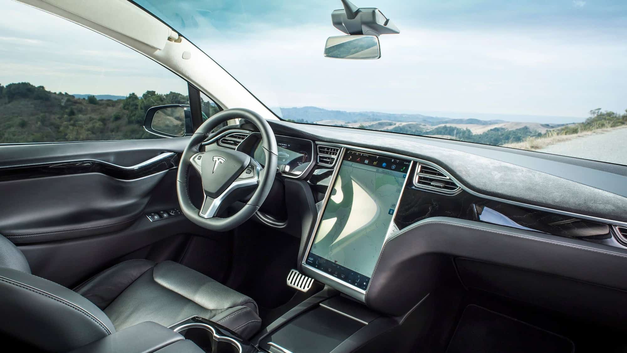 Inside of a Tesla self-driving car