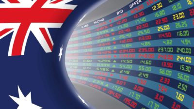 A vortex of ASX shares on the boards gets sucked into an Australian flag, indicating trading on the ASX sharemarket