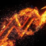 A graph ablaze with fire going up, indicating a fired up and surged share price