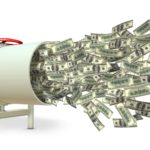 ASX oil share price buy represented by cash notes spilling out of oil pipe Suez ASX energy shares