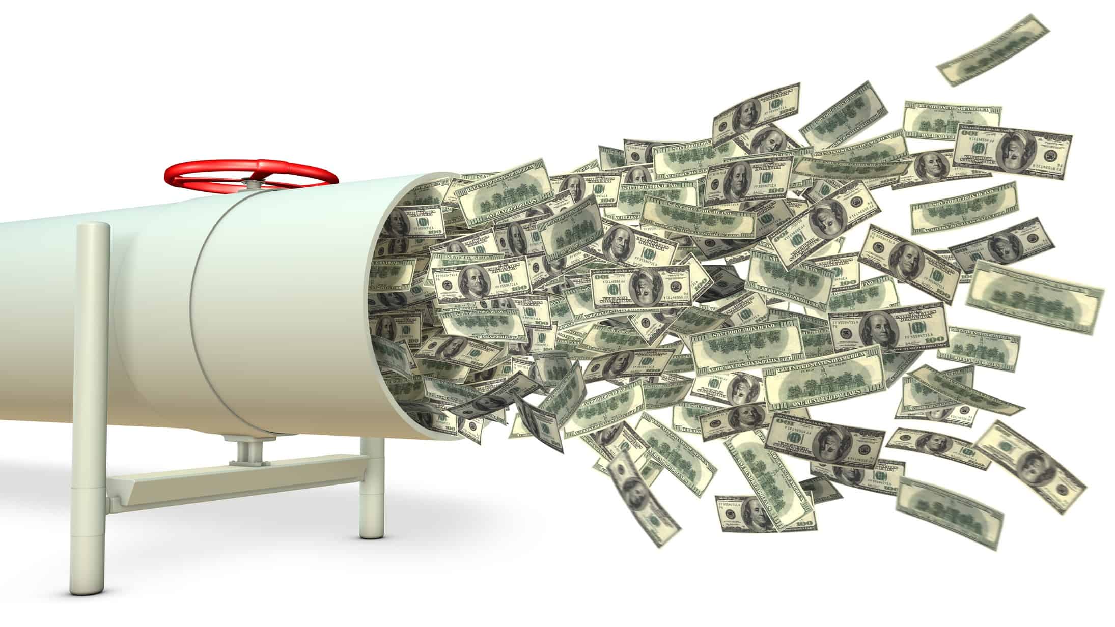 ASX oil share price buy represented by cash notes spilling out of oil pipe Suez ASX energy shares