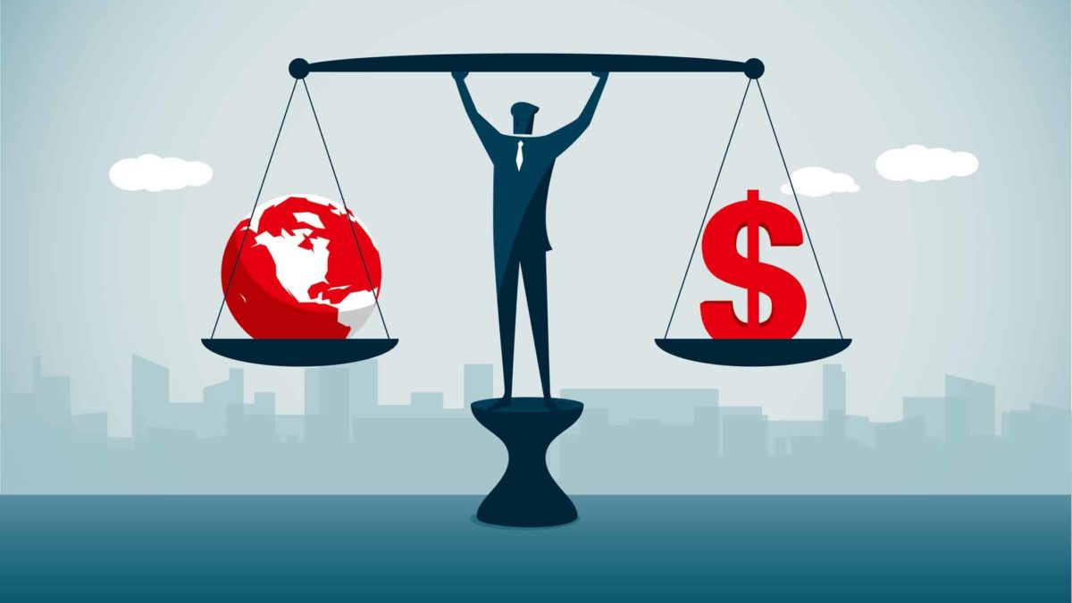 ASX shares index rebalance Graphic of suited man balancing scales with a dollar symbol and a world globe