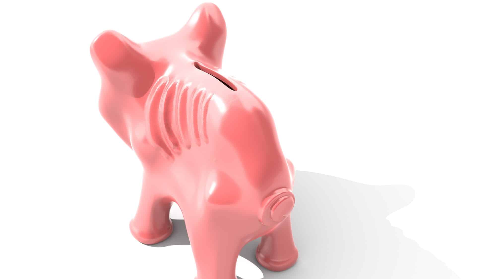 Falling ASX share price represented by skinny piggy bank