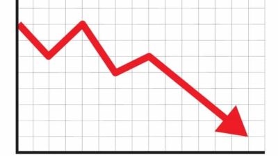 asx share price fall represented by red downward arrow