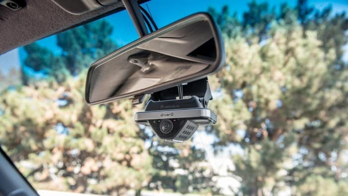Dash cam fitted inside vehicle