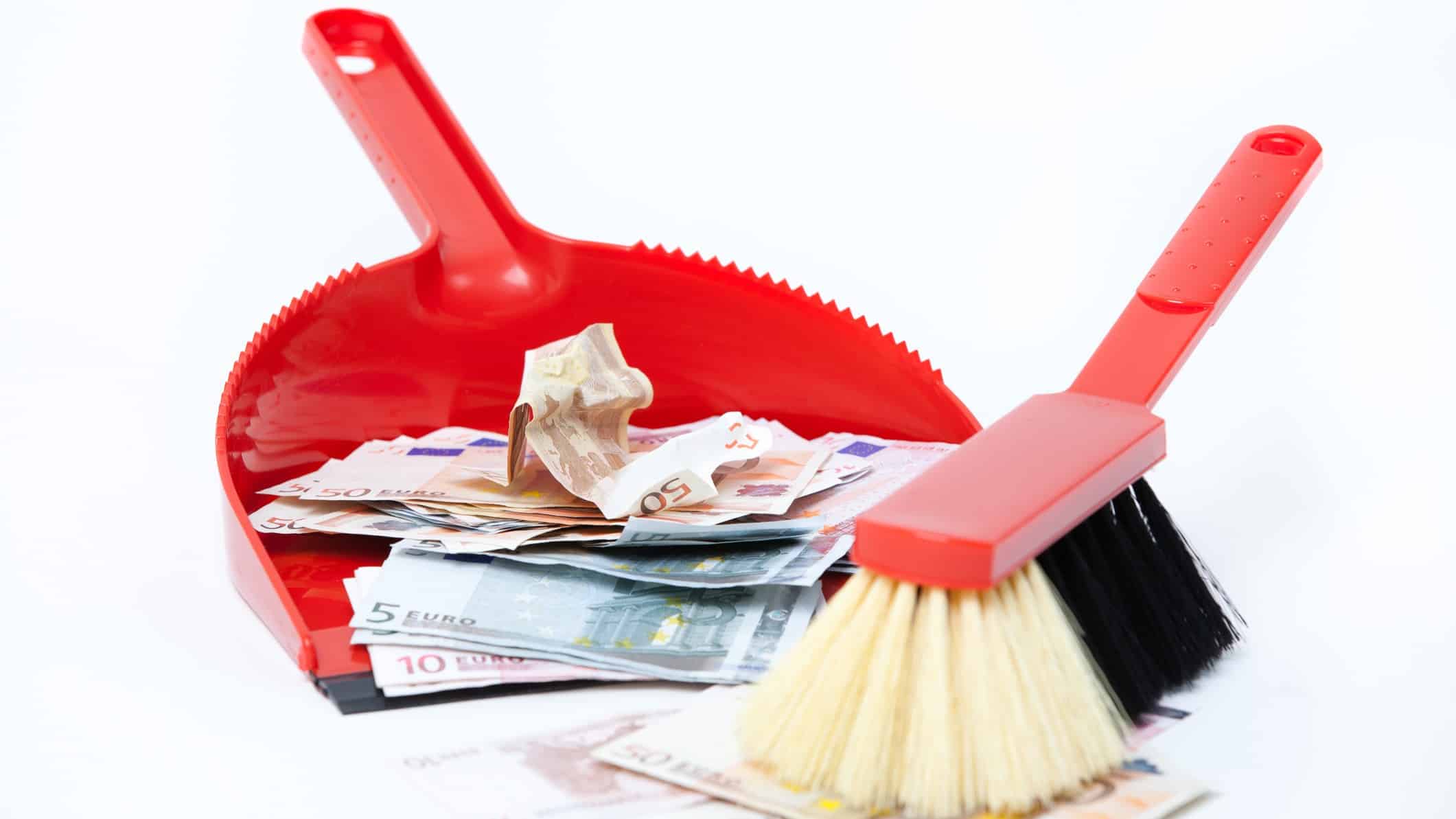 falling waste ASX share price represented by broom sweeping cash into dust pan