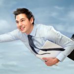flying asx share price represented by businessman flying through the air