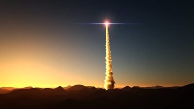 rocket taking off indicating a share price rise