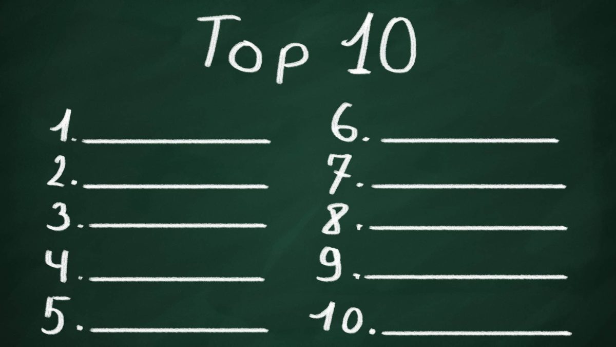 Top 10 blank list on chalkboard