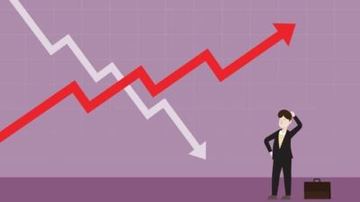 changing asx share price represented by up and down arrows on line graph