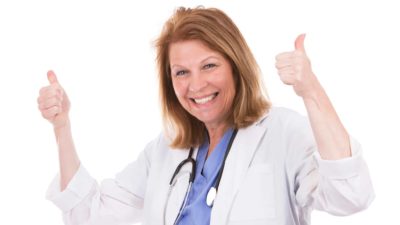 Rising healthcare ASX share price represented by doctor giving thumbs up