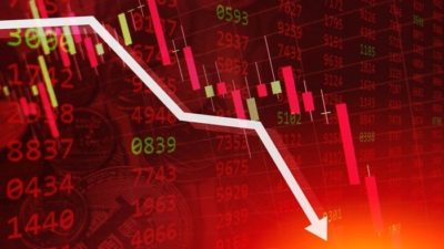 white arrow dropping down representing the 10 most shorted shares on the ASX