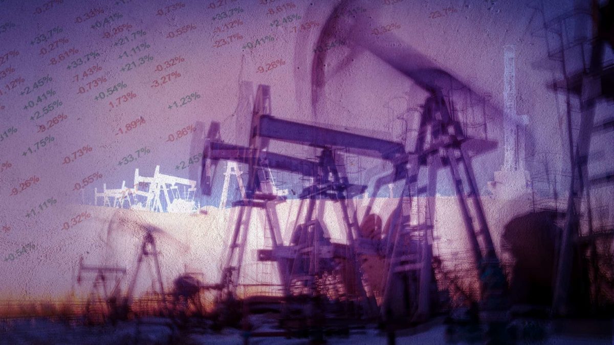 A graphic design of drilling rigs, indicating share price news in ASX mining companies