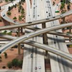 multiple road lanes with cars