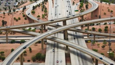 multiple road lanes with cars