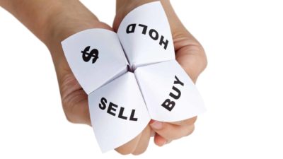 ASX 200 shares broker downgrade origami paper fortune teller with buy hold sell and dollar sign options