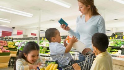 Family shopping for groceries