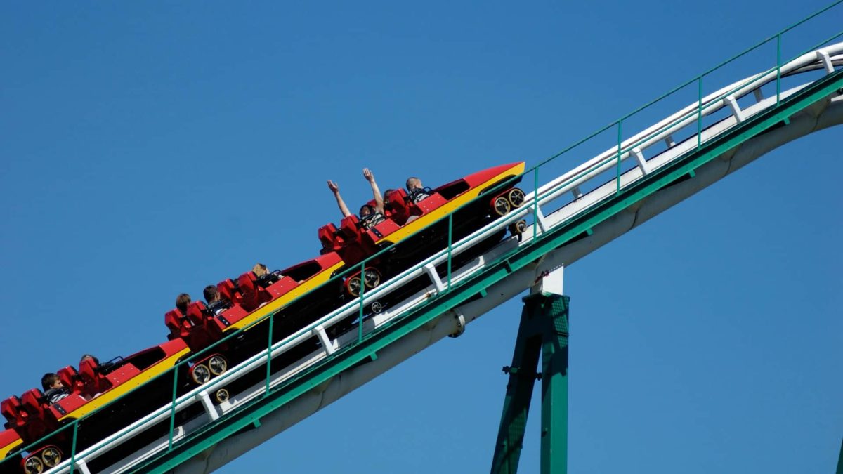 rising asx share price represented by rollercoaster ride climbing higher