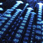 Blue light arrows pointing up, indicating a strong rising share price.