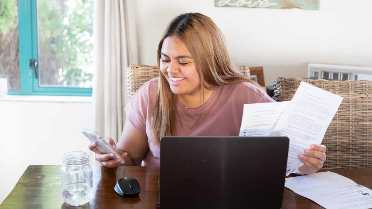 woman happy at dividends she will recieve