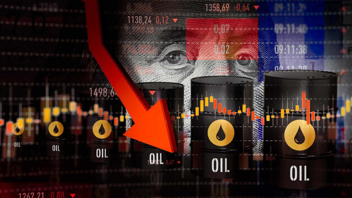ASX energy shares falling prices of oil demonstrated by a red arrow