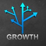 The word growth with bles arrows shooting up above it, indicating a share price movement for ASX growth stocks