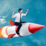 Vanadium Resources share price person riding rocket indicating share price increase