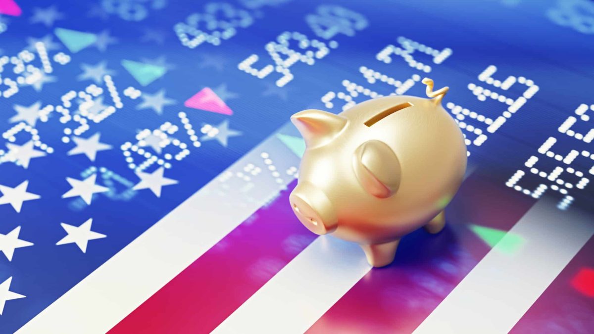 US economy and sharemarket with piggy bank