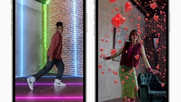 iPhones with augmented reality features.