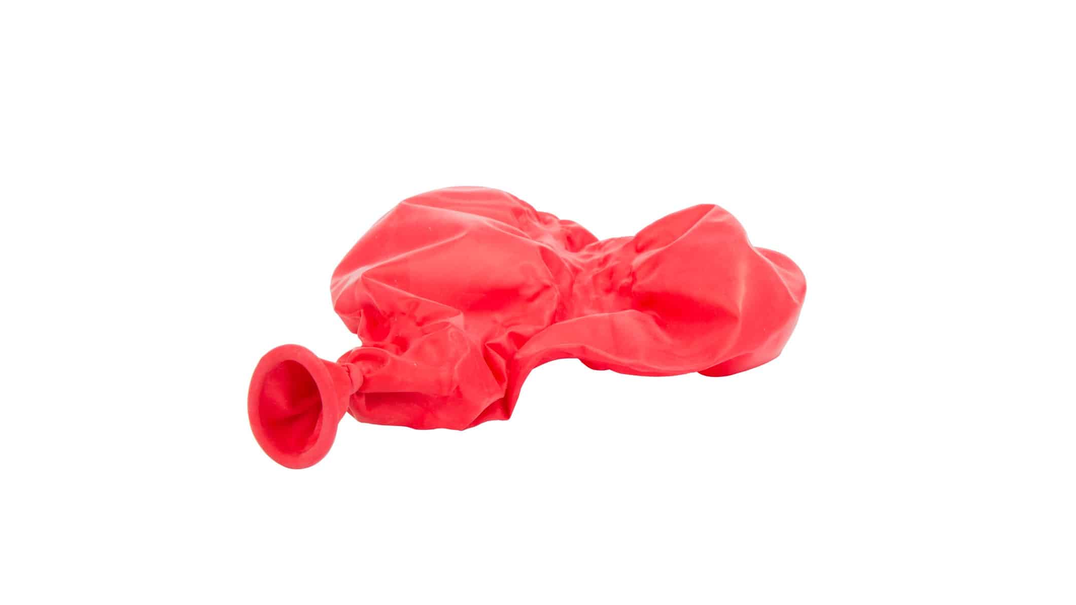 Zip share price a deflated red balloon