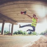construction worker celebrates success in a tunnel