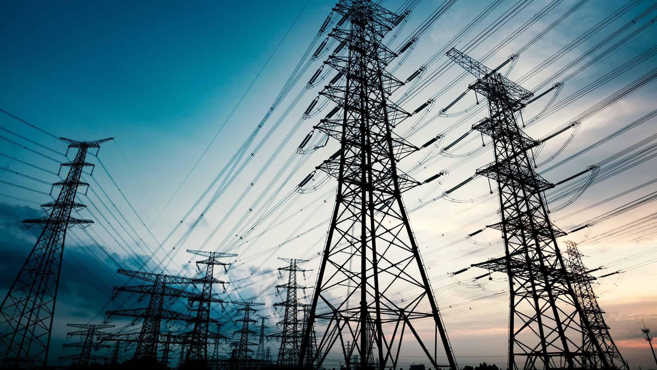 electricity grid sunset dusk