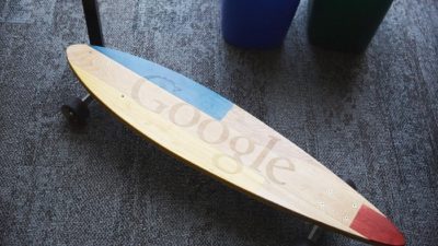 skate board with the google logo