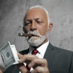 business man with cigar, counting cash, CEO, business executive