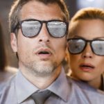 people looking through comical glasses, what to look for, reporting season, person thinking, person interested