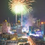 happy new financial year represented by fireworks